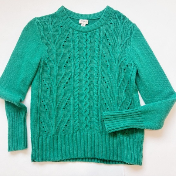 J. Crew Sweaters - J Crew Pointelle Cable-front Pullover
Sweater Kelley Green Wool Jumper